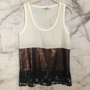 Sequin lace tank